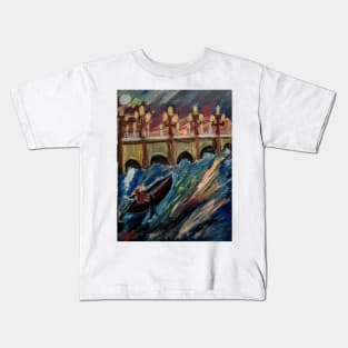 rowing under a bridge Kids T-Shirt